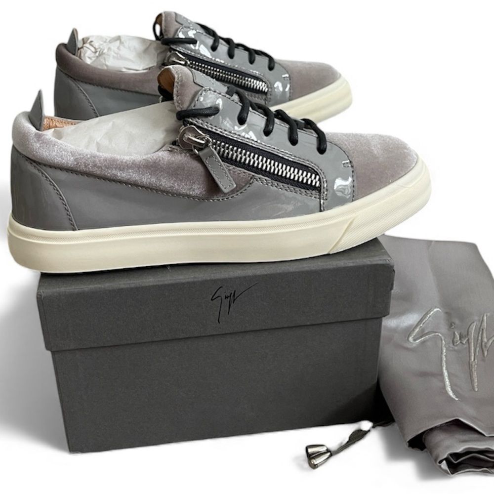 Giuseppe Zanotti Double Zip Sneaker Suede Leather Low Top Shoe Italy Sz 40 NEW